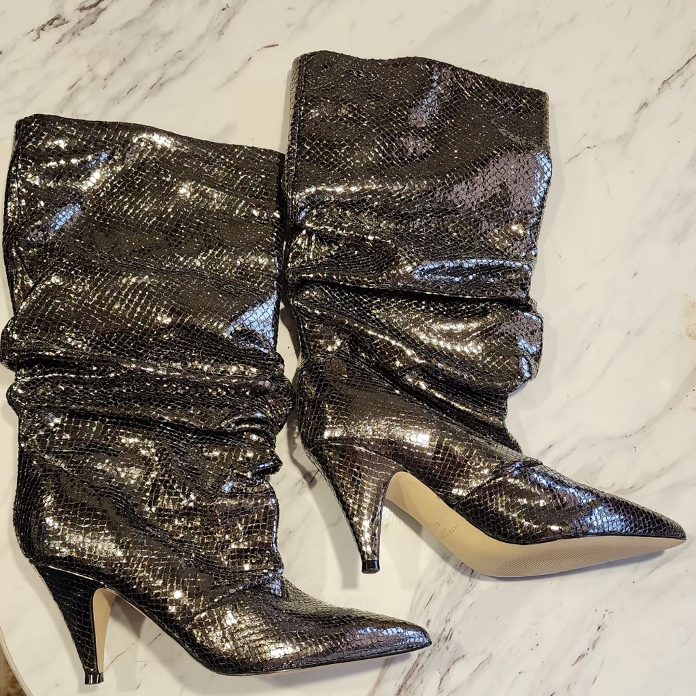 Marc Fisher Kailee Silver Slouchy High Heel Boots